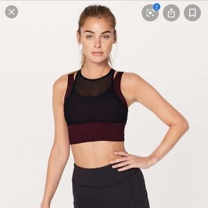 NWT lululemon Double Tap Bra II - maroon and black